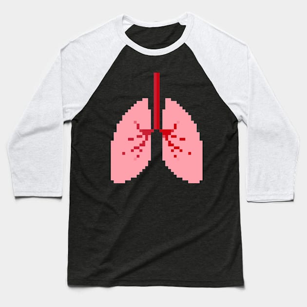 Lungs Pixel Art Baseball T-Shirt by christinegames